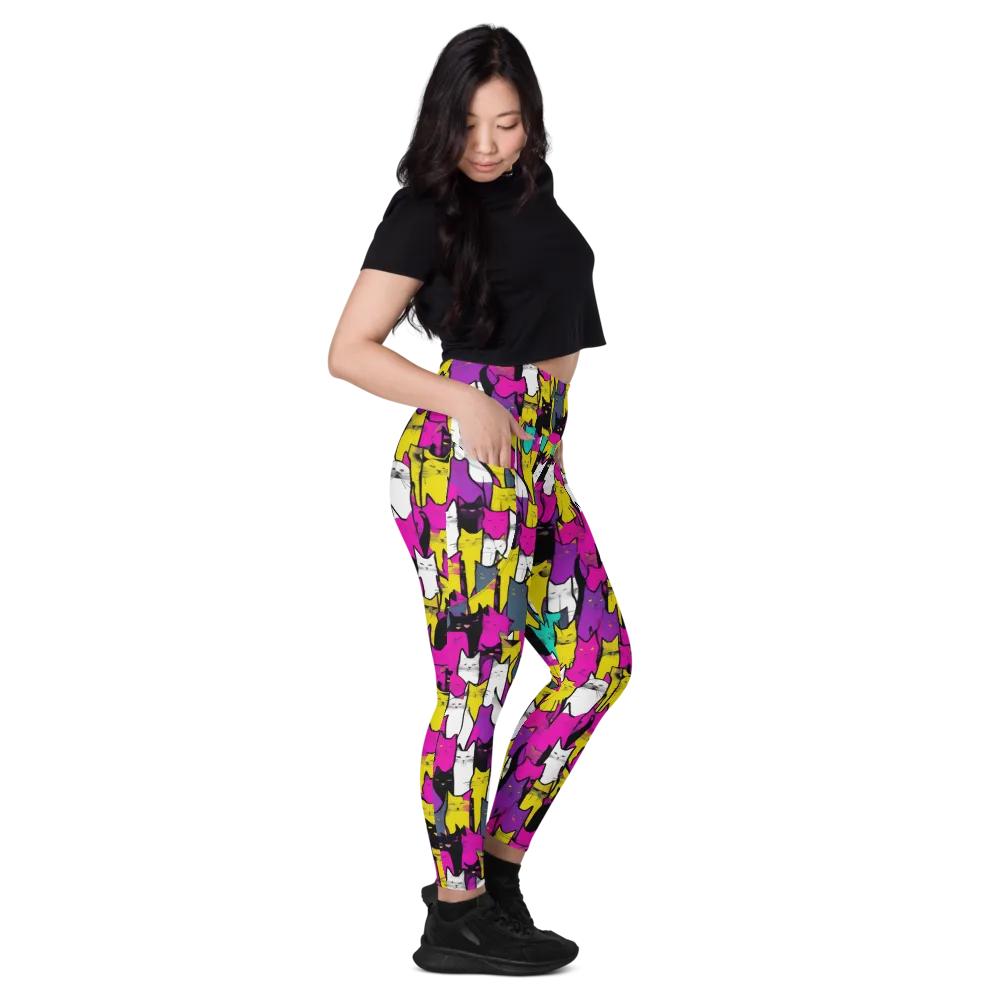 Feline Fever on Leggings with Pockets — Right