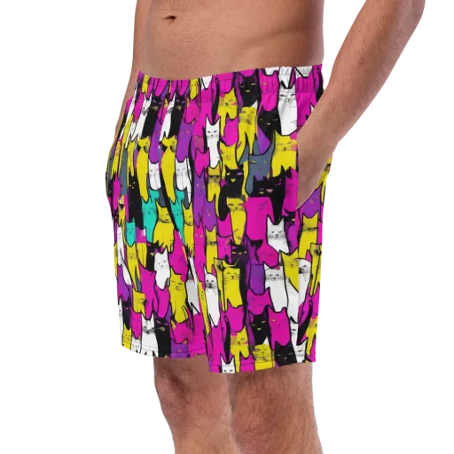 Feline Fever on a Swim Trunks