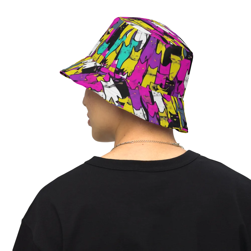 Feline Fever on Reversible Bucket Hat — Back Inside