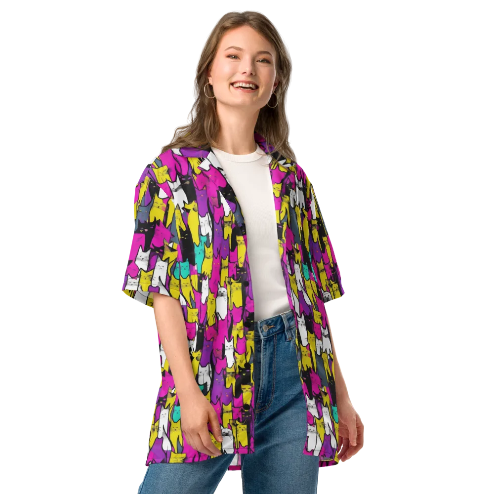Feline Fever on Button Shirt — Front