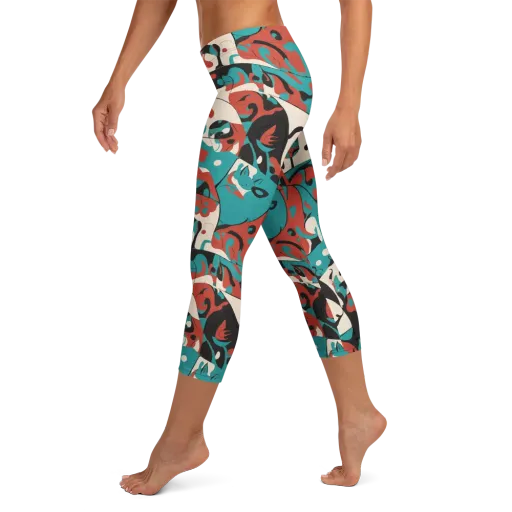Coral Catwalk on a Capri Leggings