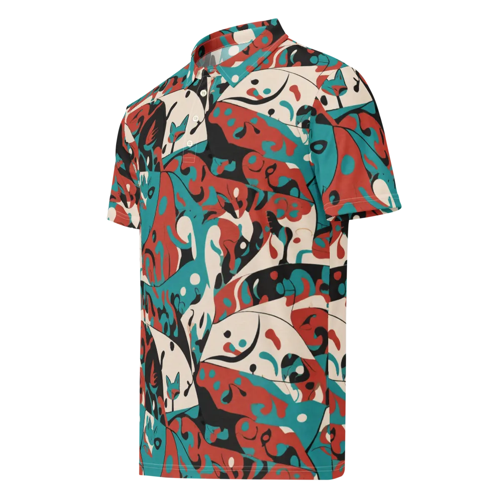 Coral Catwalk on Men's Slim Fit Polo Shirt — Left Front