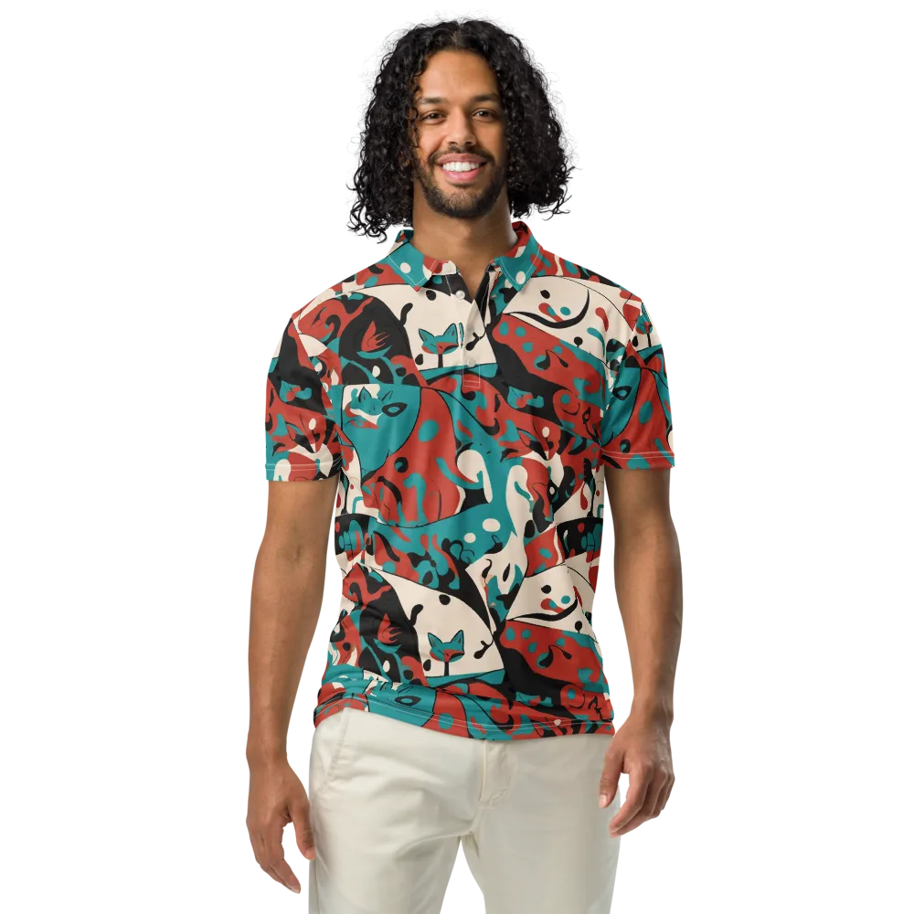Coral Catwalk on Men's Slim Fit Polo Shirt — Front