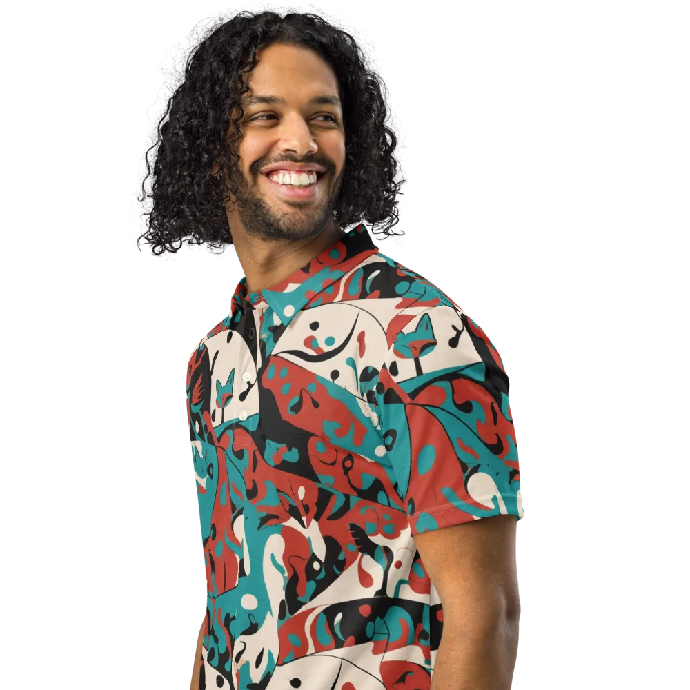 Coral Catwalk on Men's Slim Fit Polo Shirt — Left Front