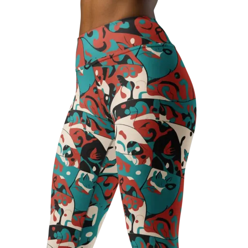 Coral Catwalk on a Yoga Leggings
