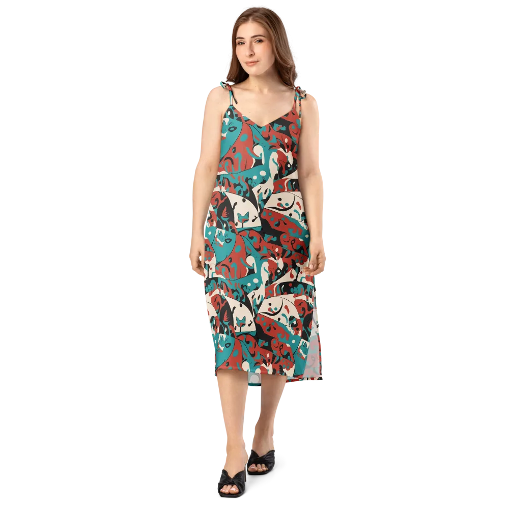 Coral Catwalk on Slip Dress — Front