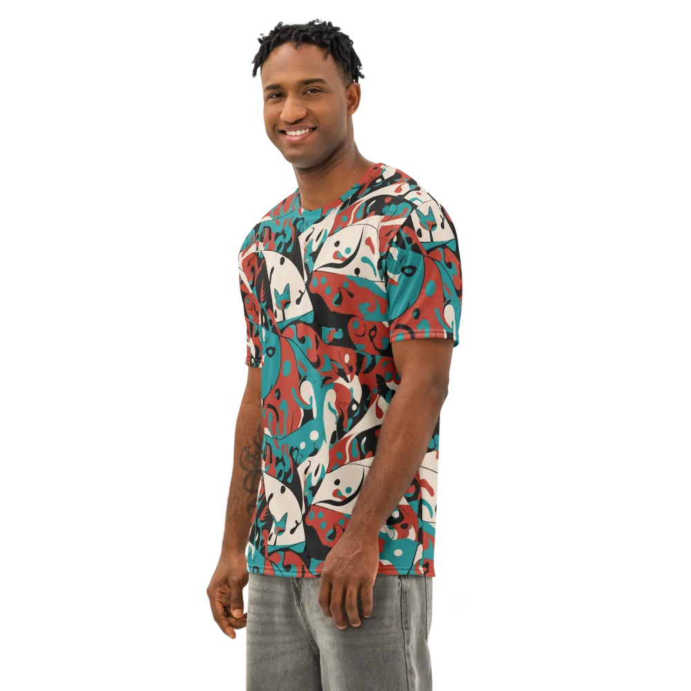 Coral Catwalk on Men's Cotton Crew Neck T-Shirt — Left Front