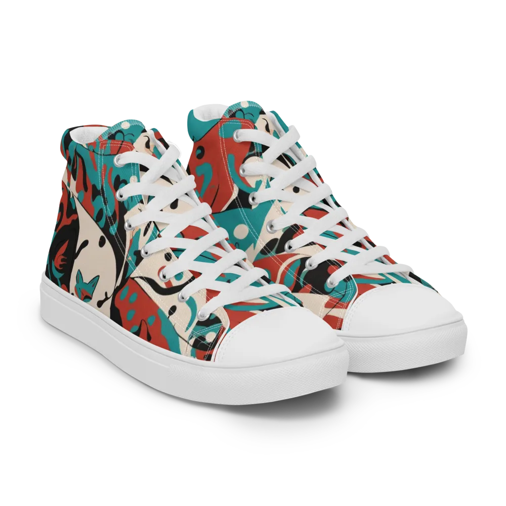 Coral Catwalk on Men's High Top Canvas Shoes — Right Front