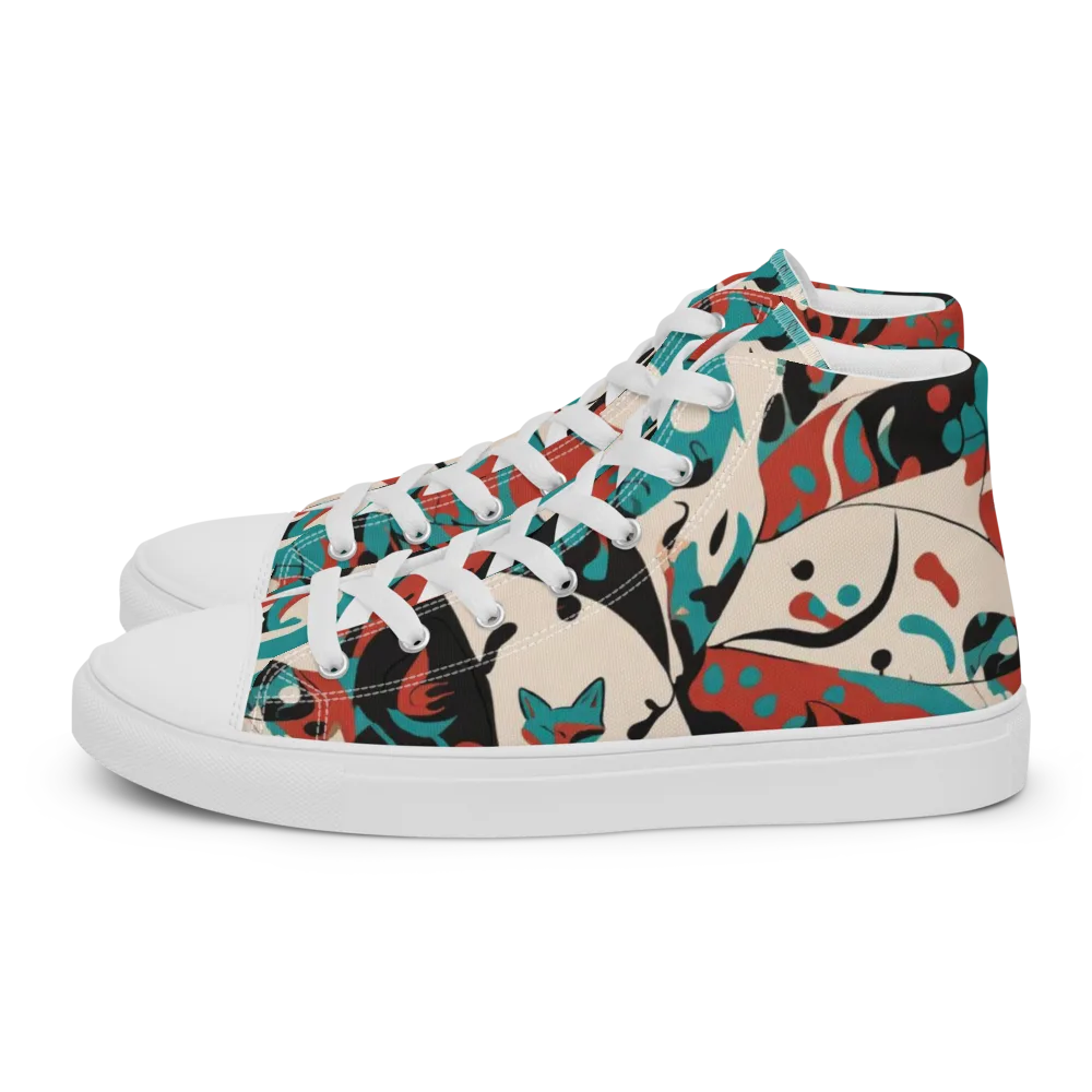 Coral Catwalk on Men's High Top Canvas Shoes — Left