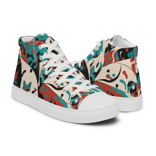 Coral Catwalk on a Men's High Top Canvas Shoes