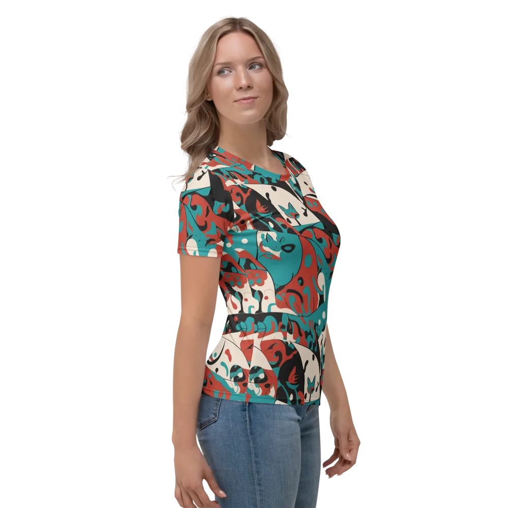 Coral Catwalk on Women's Crew Neck T-Shirt — Right