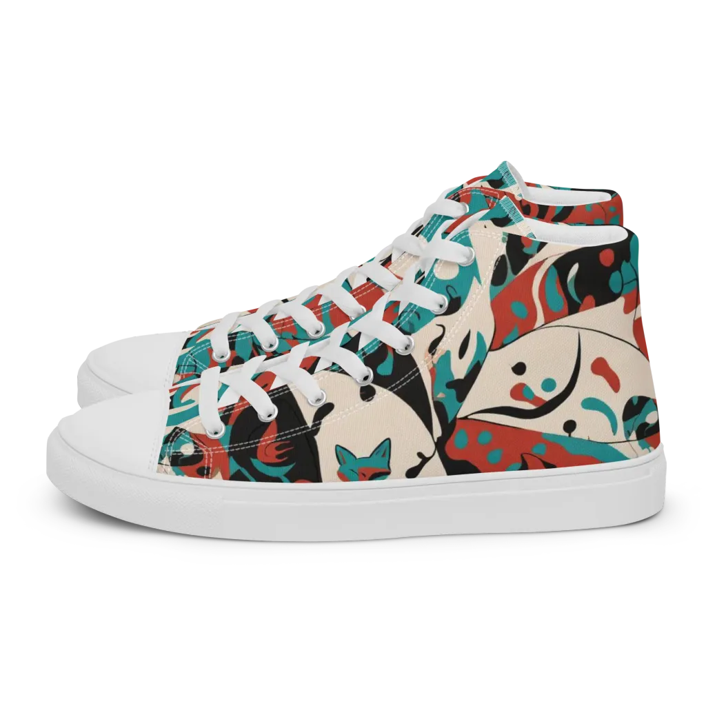 Coral Catwalk on Women's High Top Canvas Shoes — Left