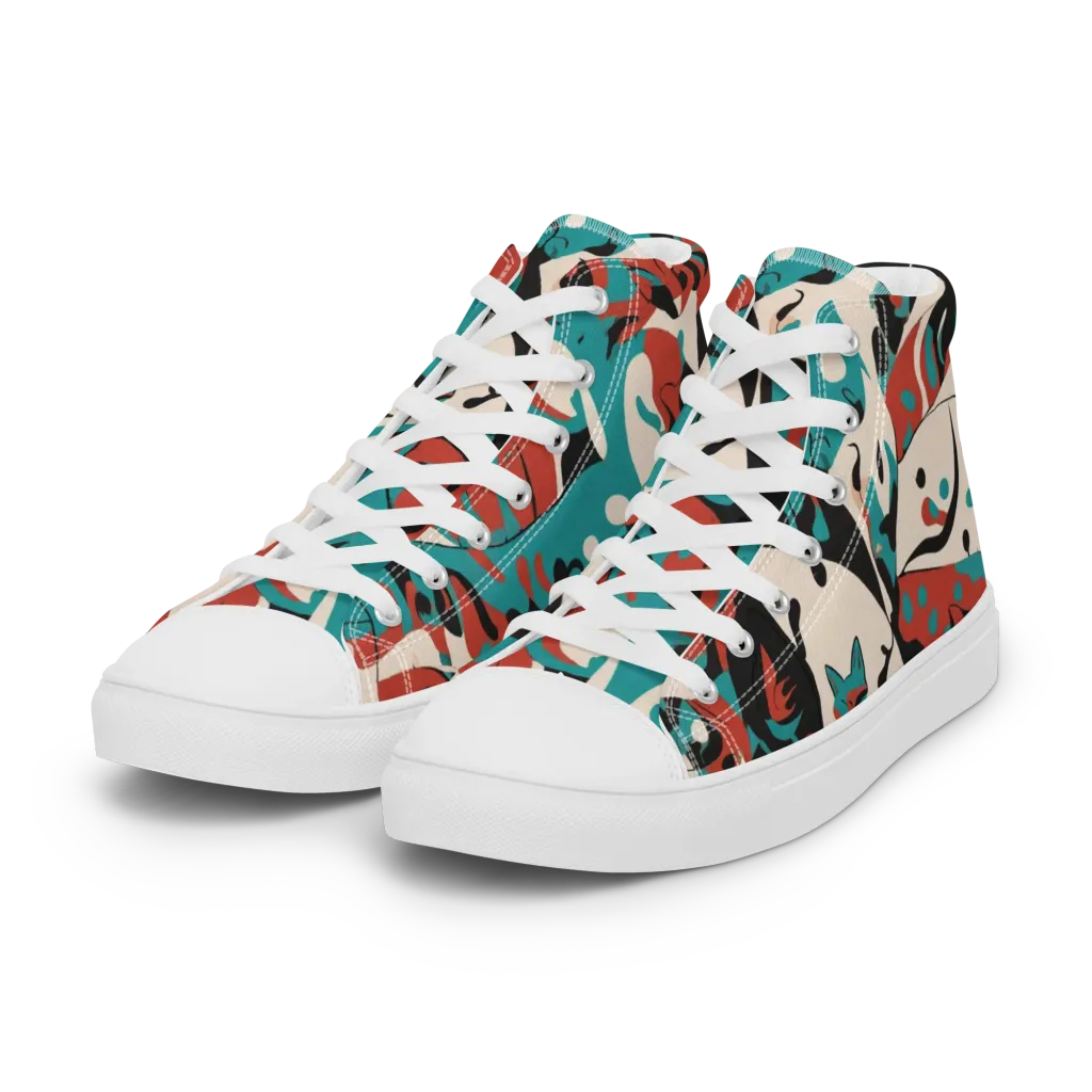 Coral Catwalk on Women's High Top Canvas Shoes — Left Front
