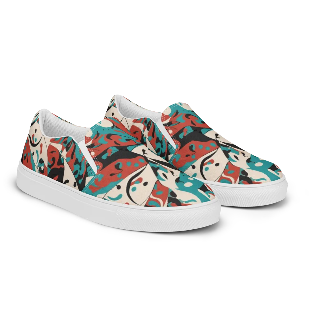Coral Catwalk on Men's Slip-On Canvas Shoes — Right Front