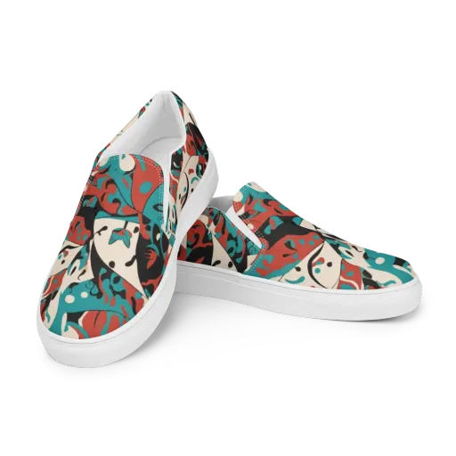 Coral Catwalk on a Men's Slip-On Canvas Shoes