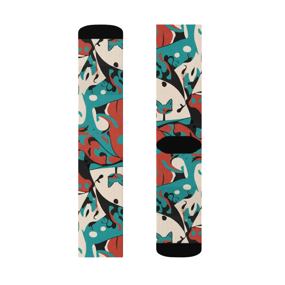 Coral Catwalk on Socks — Left Sock