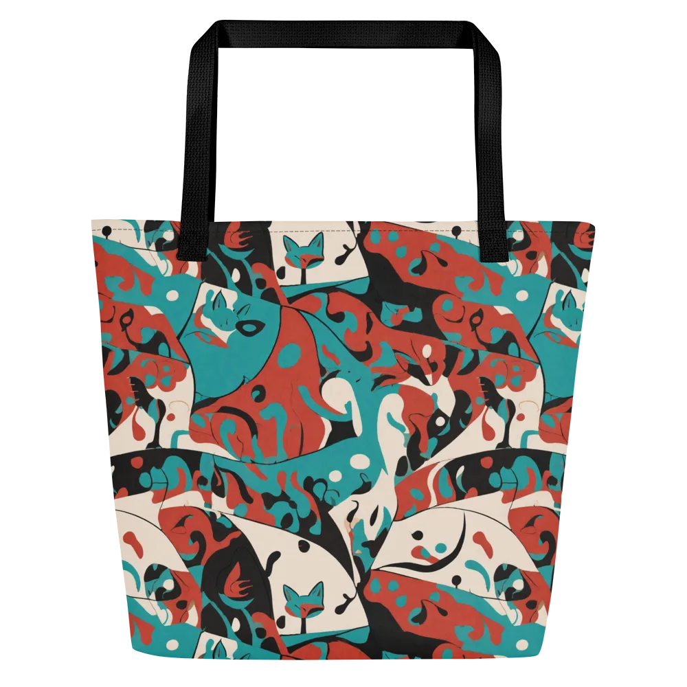 Coral Catwalk on Large Tote Bag W/ Pocket — Front