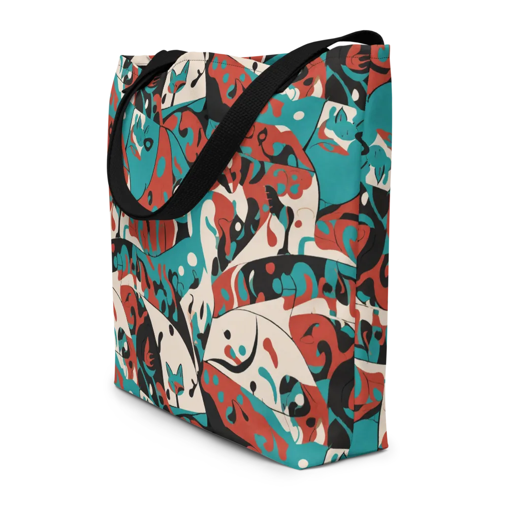 Coral Catwalk on Large Tote Bag W/ Pocket — Front