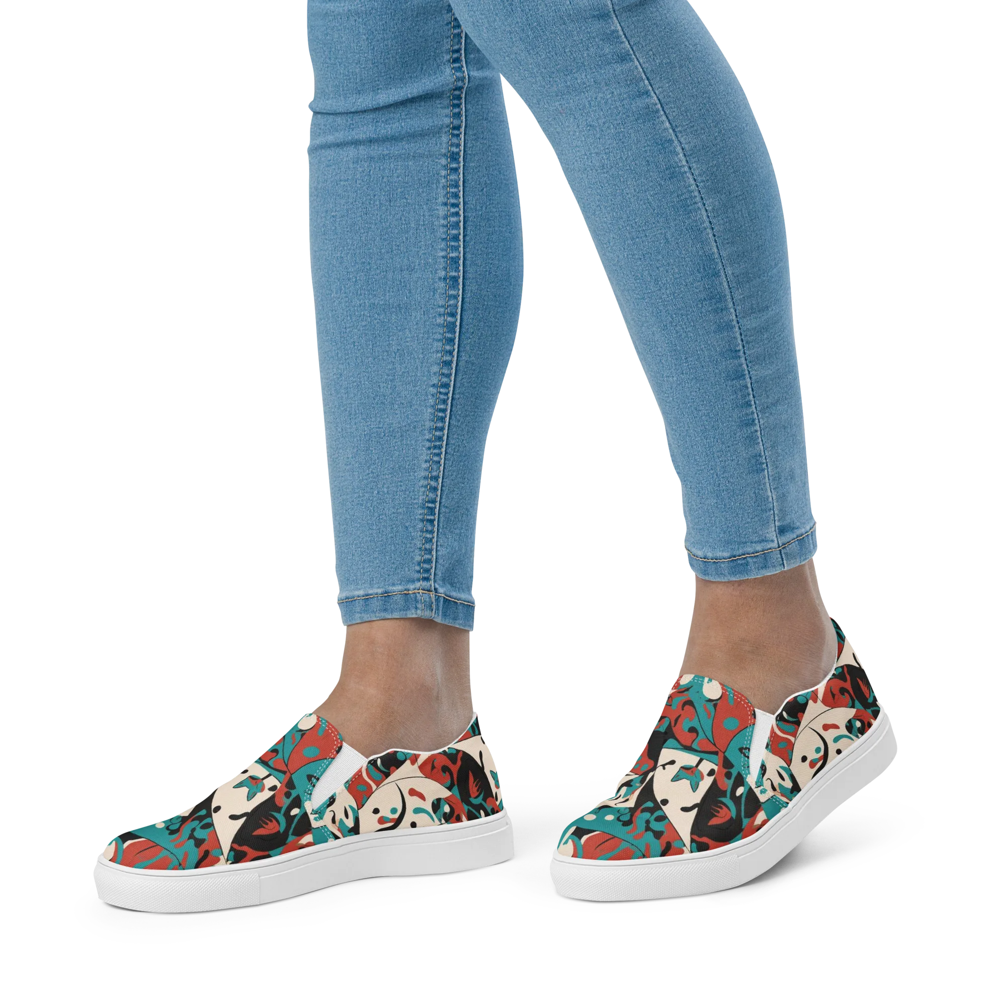 Coral Catwalk on Women's Slip-On Canvas Shoes — Front