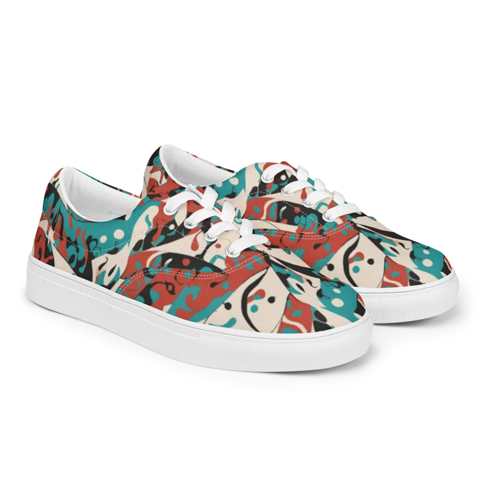 Coral Catwalk on Men's Lace-Up Canvas Shoes — Right Front