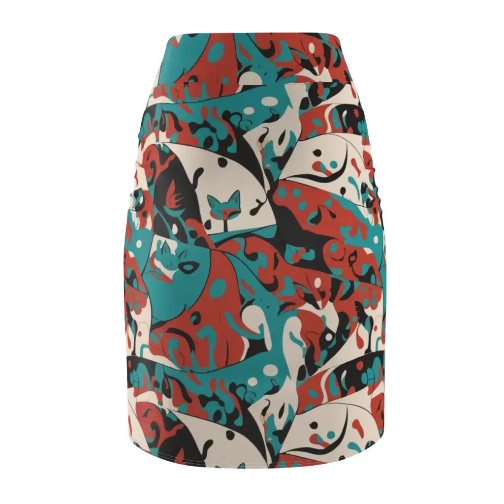 Coral Catwalk on Pencil Skirt — Back