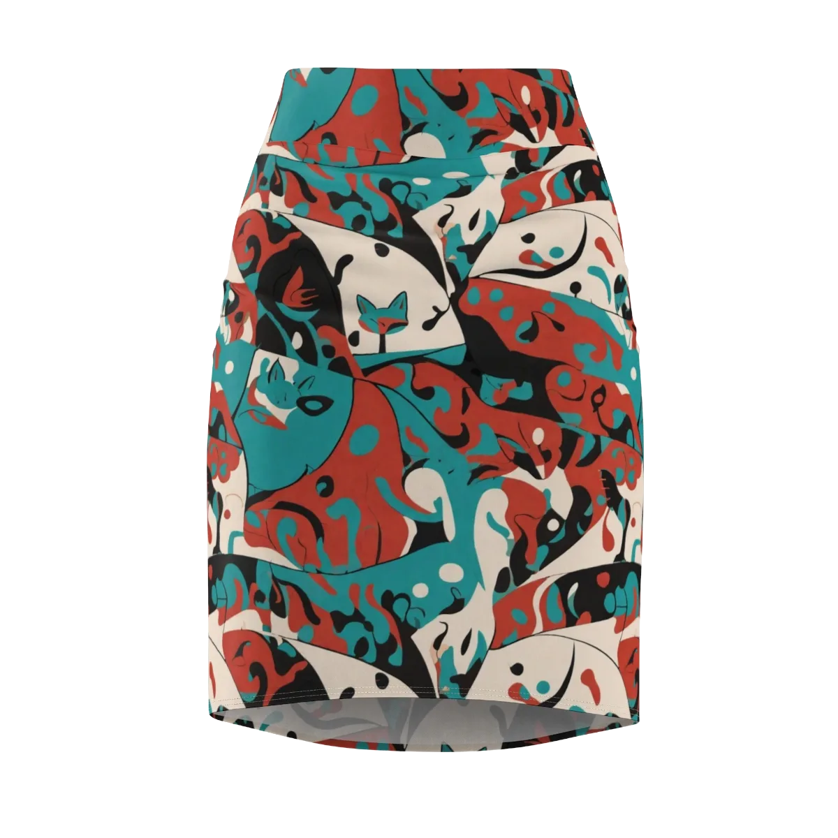 Coral Catwalk on Pencil Skirt — Front