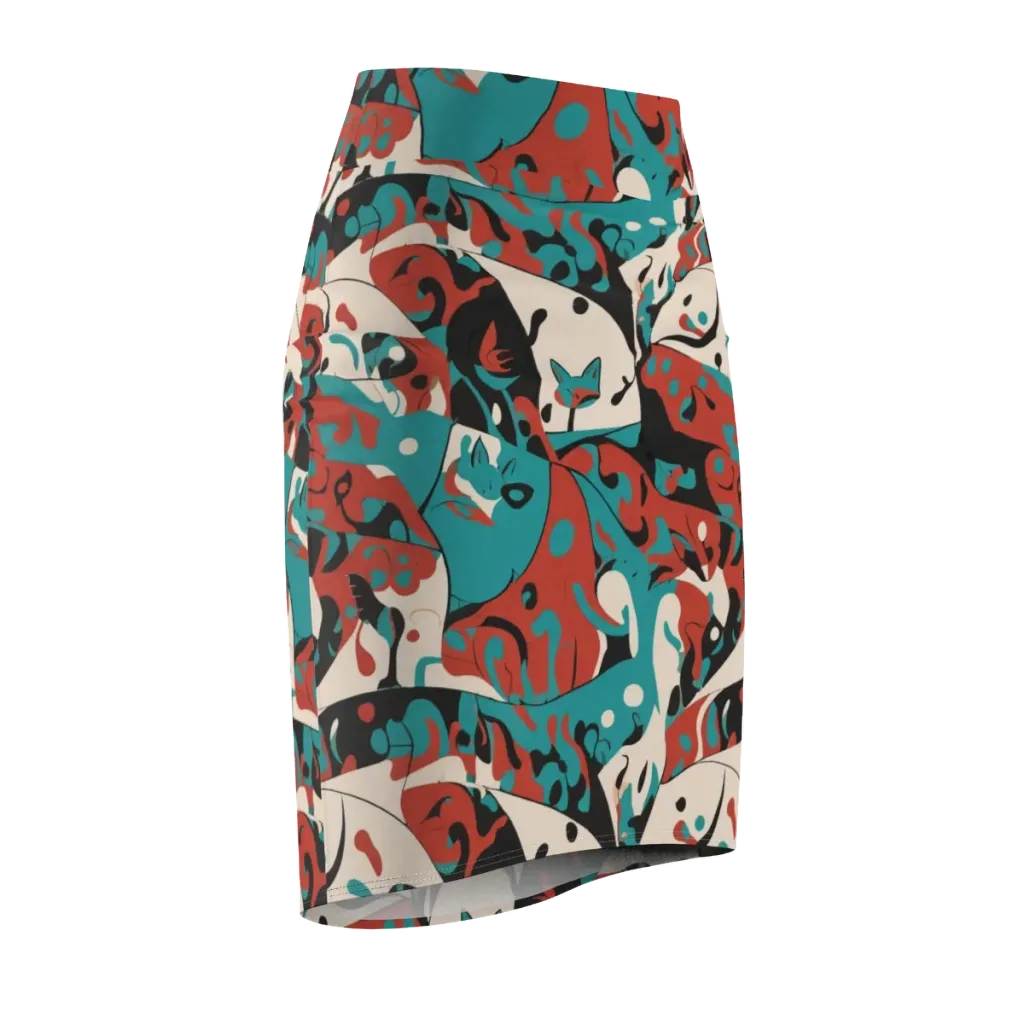 Coral Catwalk on Pencil Skirt — Front Side