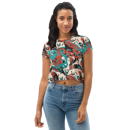 Coral Catwalk on a Crop Tee