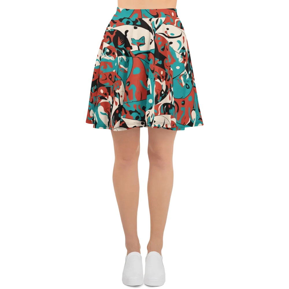 Coral Catwalk on Skater Skirt — Front