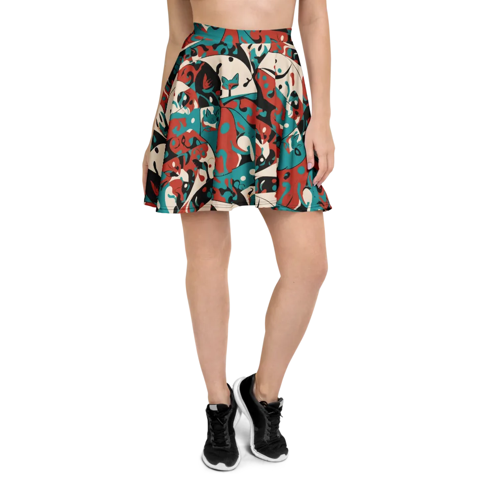 Coral Catwalk on Skater Skirt — Front