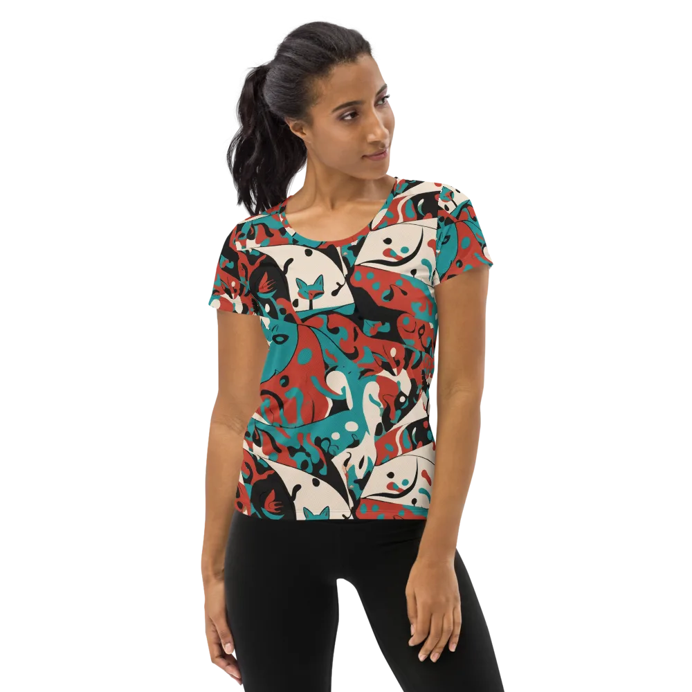 Coral Catwalk on Women's Athletic T-Shirt — Front