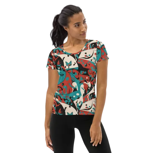 Coral Catwalk on a Women's Athletic T-Shirt
