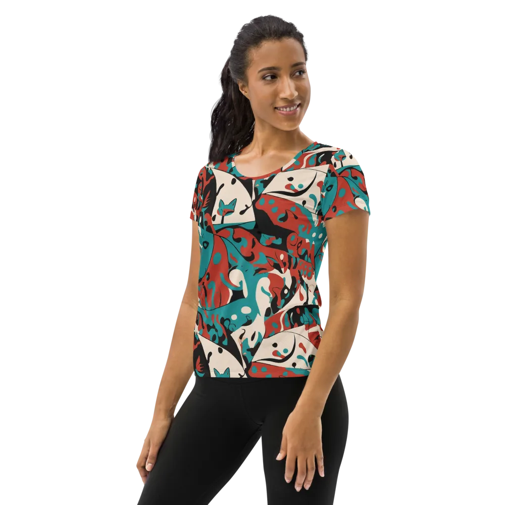 Coral Catwalk on Women's Athletic T-Shirt — Left