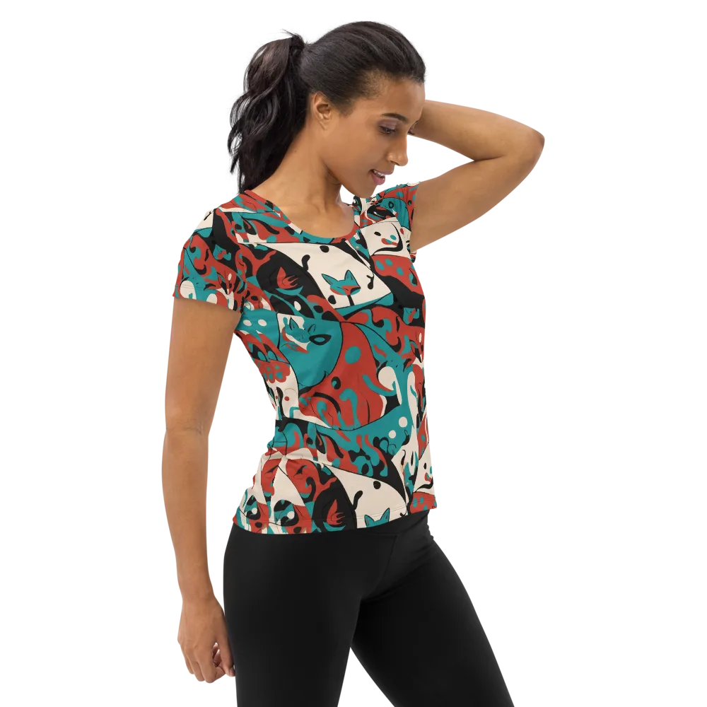 Coral Catwalk on Women's Athletic T-Shirt — Right