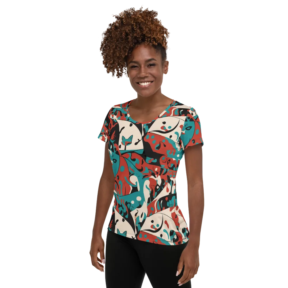 Coral Catwalk on Women's Athletic T-Shirt — Left