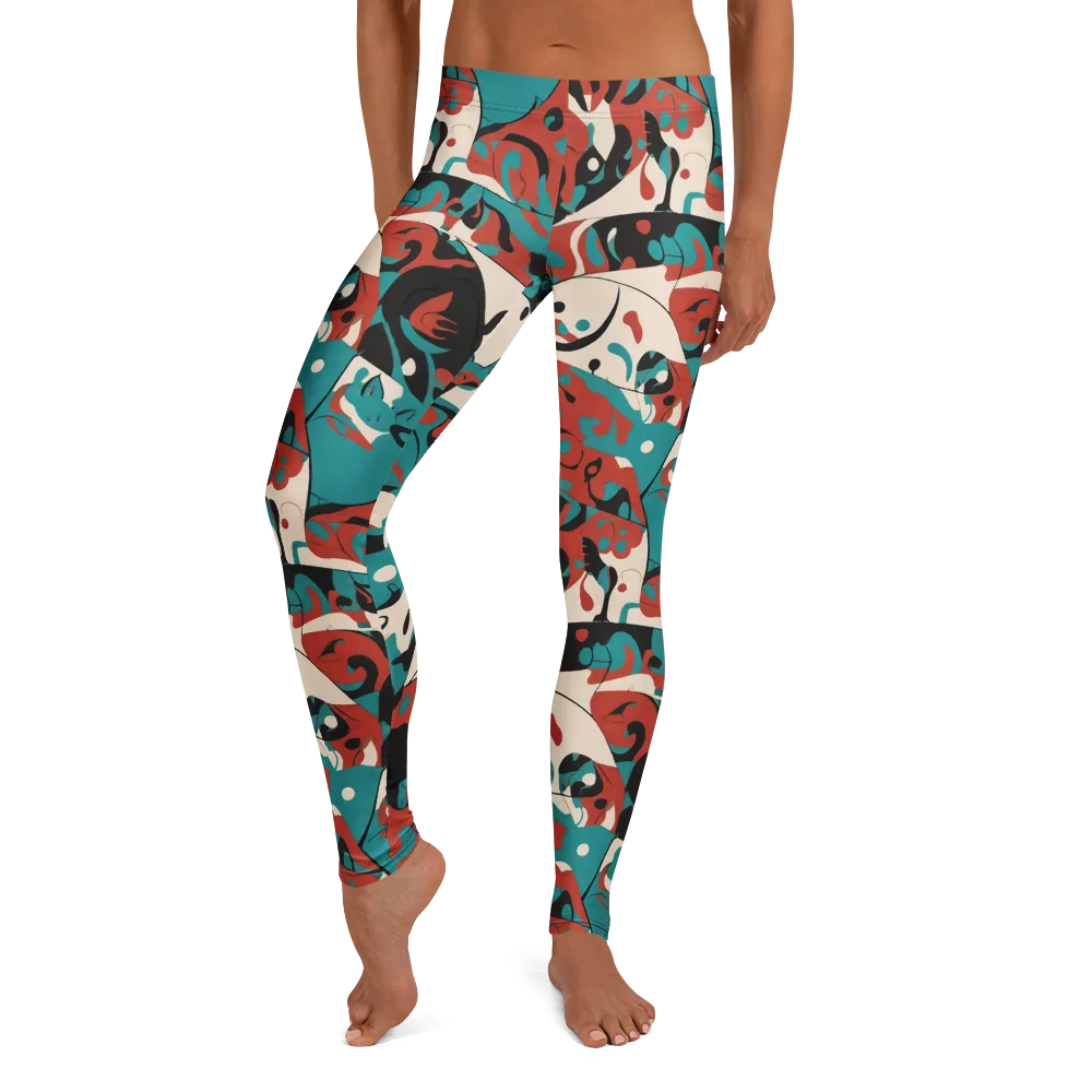 Coral Catwalk on Leggings — Front