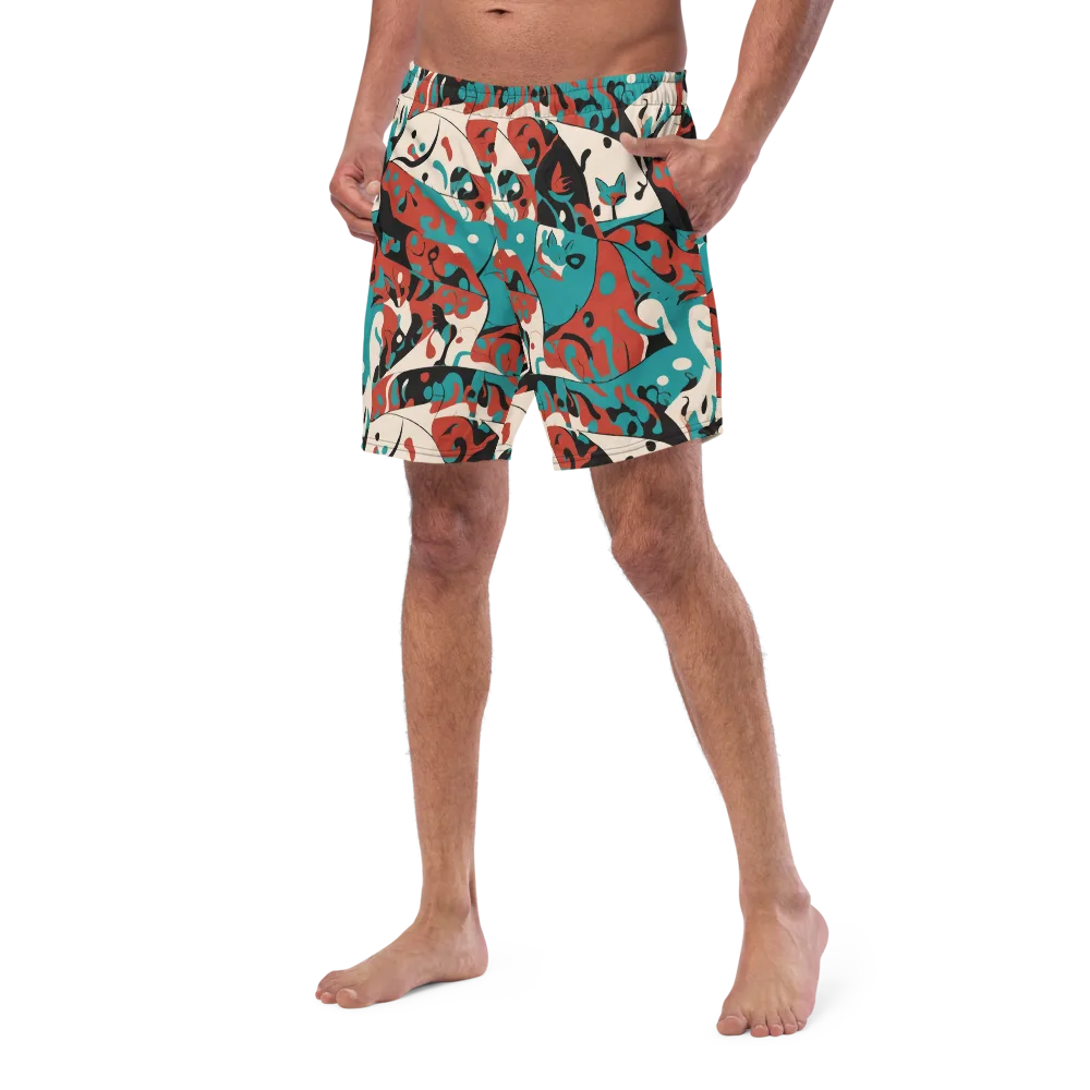 Coral Catwalk on Swim Trunks — Left Front