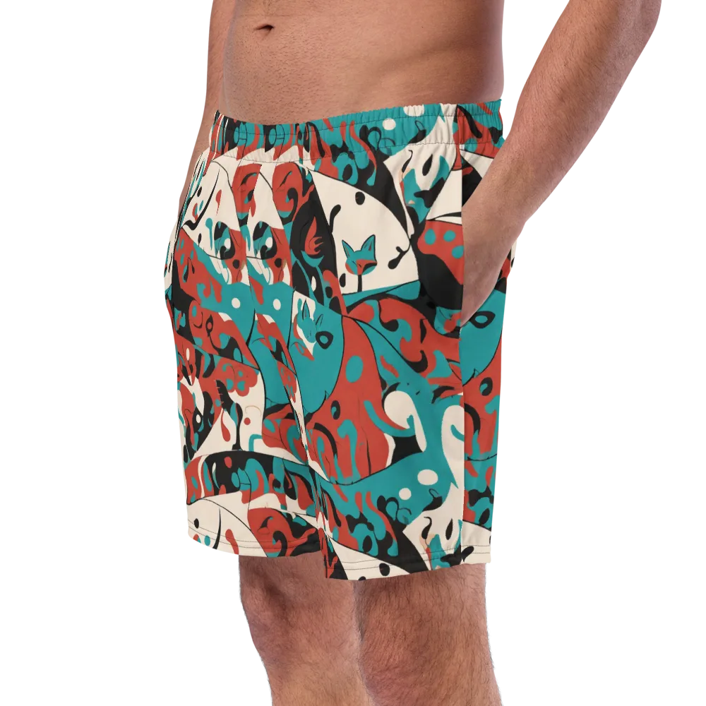 Coral Catwalk on Swim Trunks — Left Front