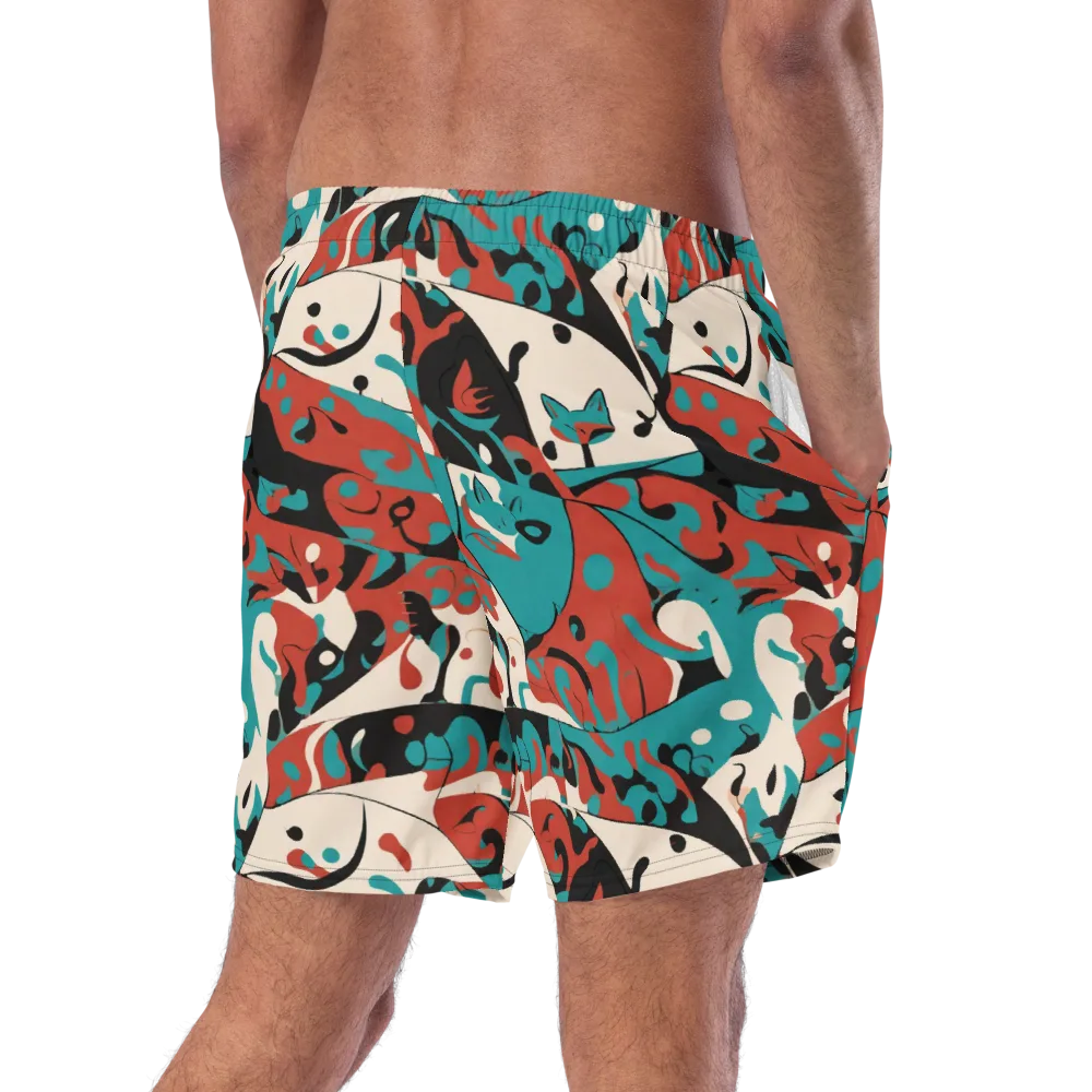 Coral Catwalk on Swim Trunks — Right Back