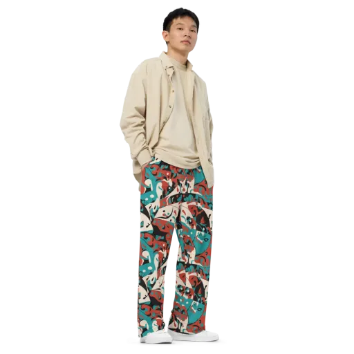 Coral Catwalk on a Wide-Leg Pants