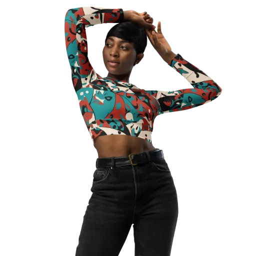 Coral Catwalk on a Long Sleeve Crop Top