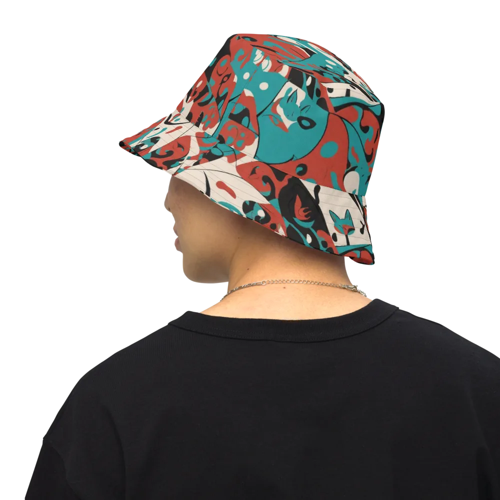 Coral Catwalk on Reversible Bucket Hat — Back Inside