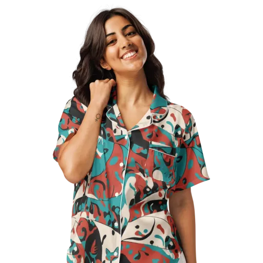 Coral Catwalk on a Women's Short Sleeve Pajama Top