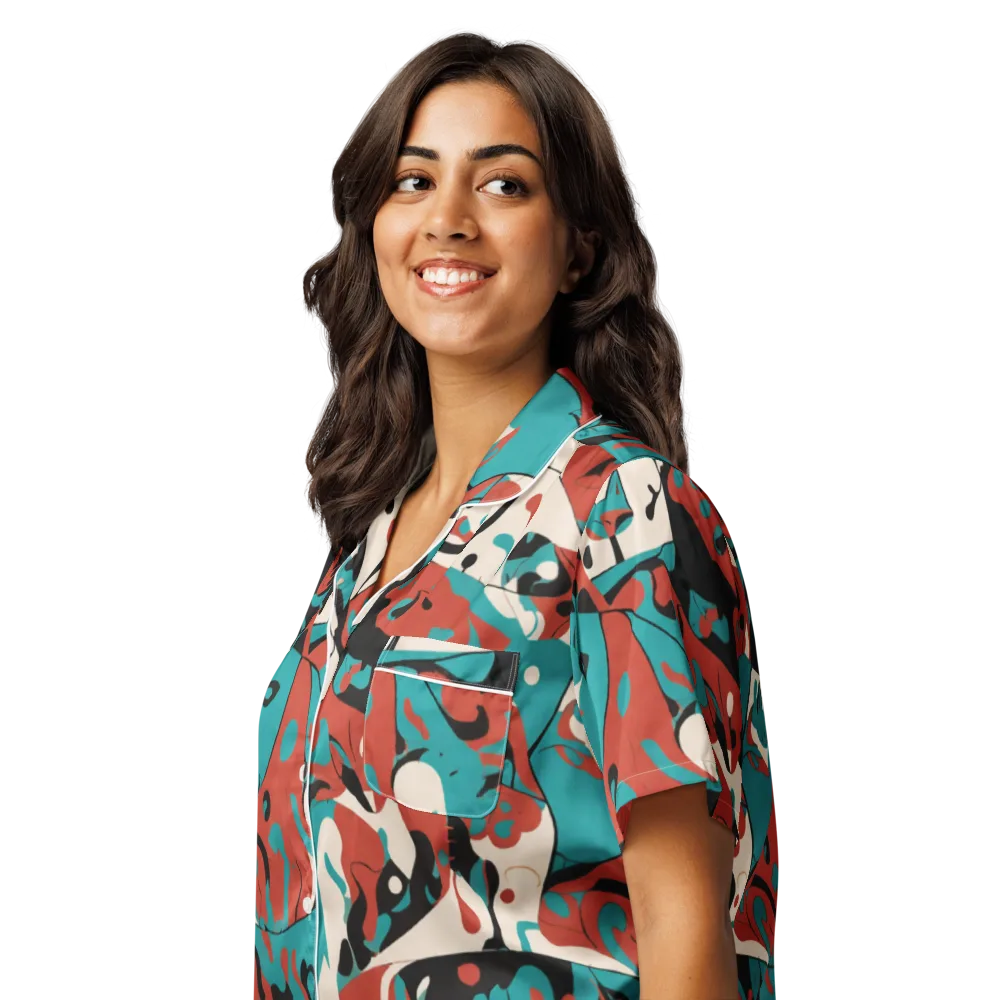 Coral Catwalk on Women's Short Sleeve Pajama Top — Left Front