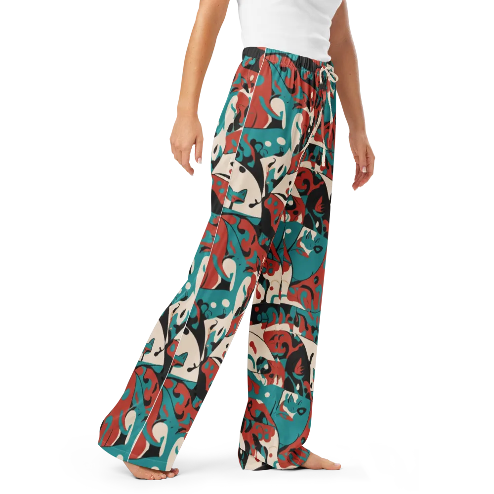 Coral Catwalk on Women's Pajama Pants — Right Front