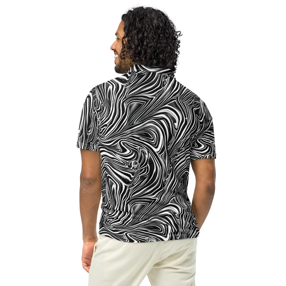 Monochrome Vortex on Men's Slim Fit Polo Shirt — Back