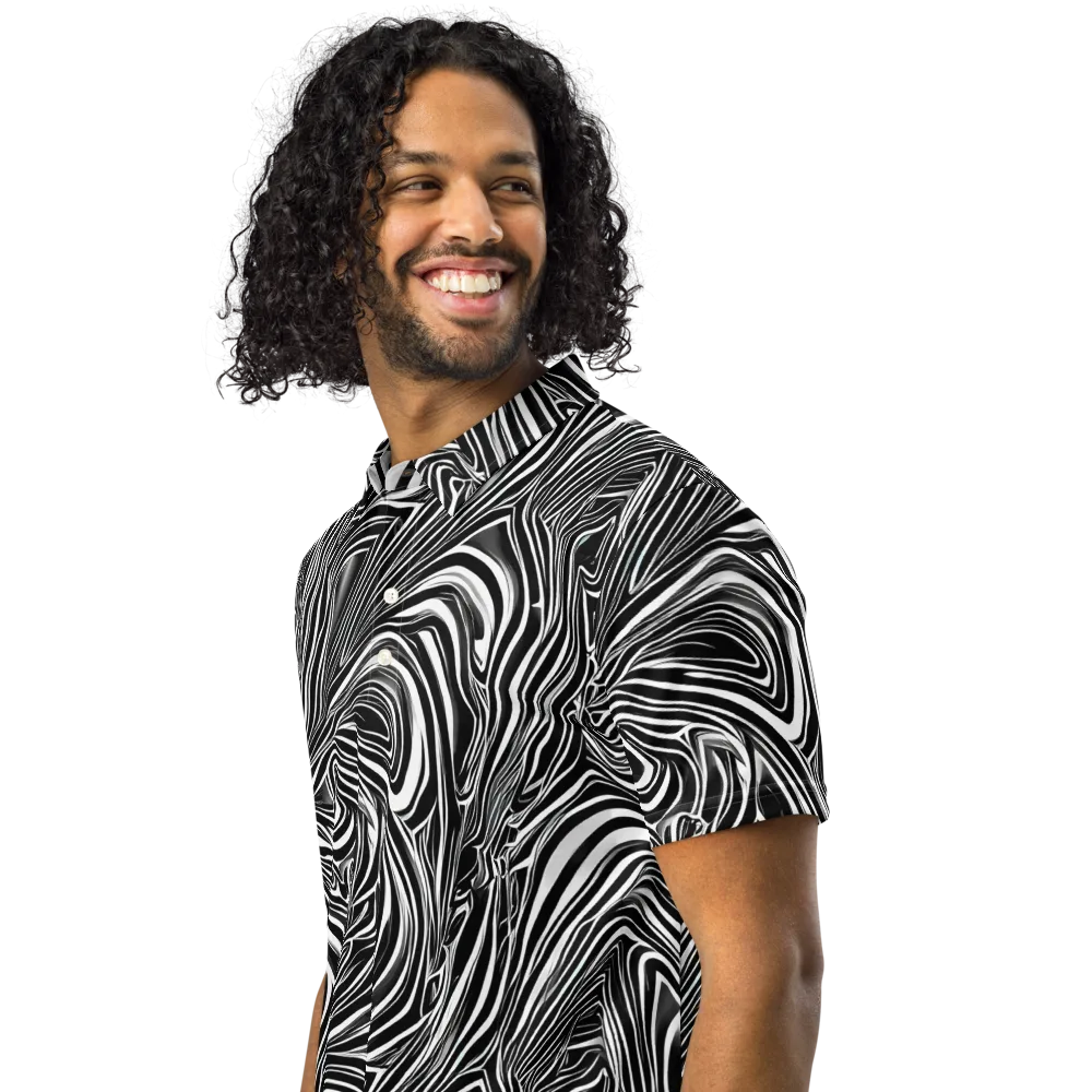 Monochrome Vortex on Men's Slim Fit Polo Shirt — Left Front