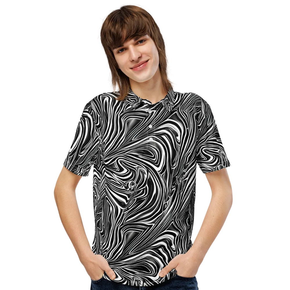 Monochrome Vortex on Men's Slim Fit Polo Shirt — Front