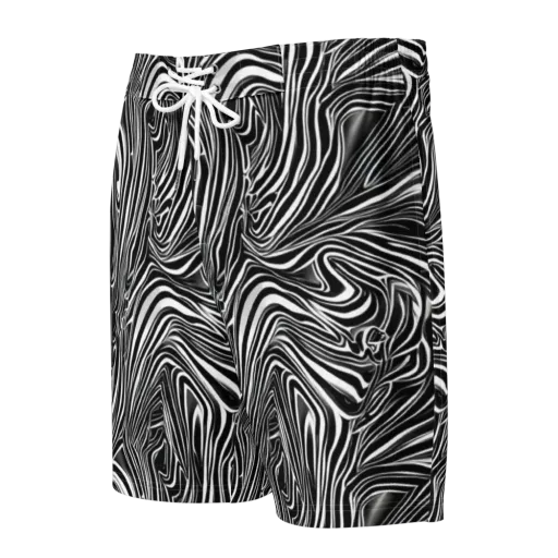 Monochrome Vortex on a Men's Board Shorts