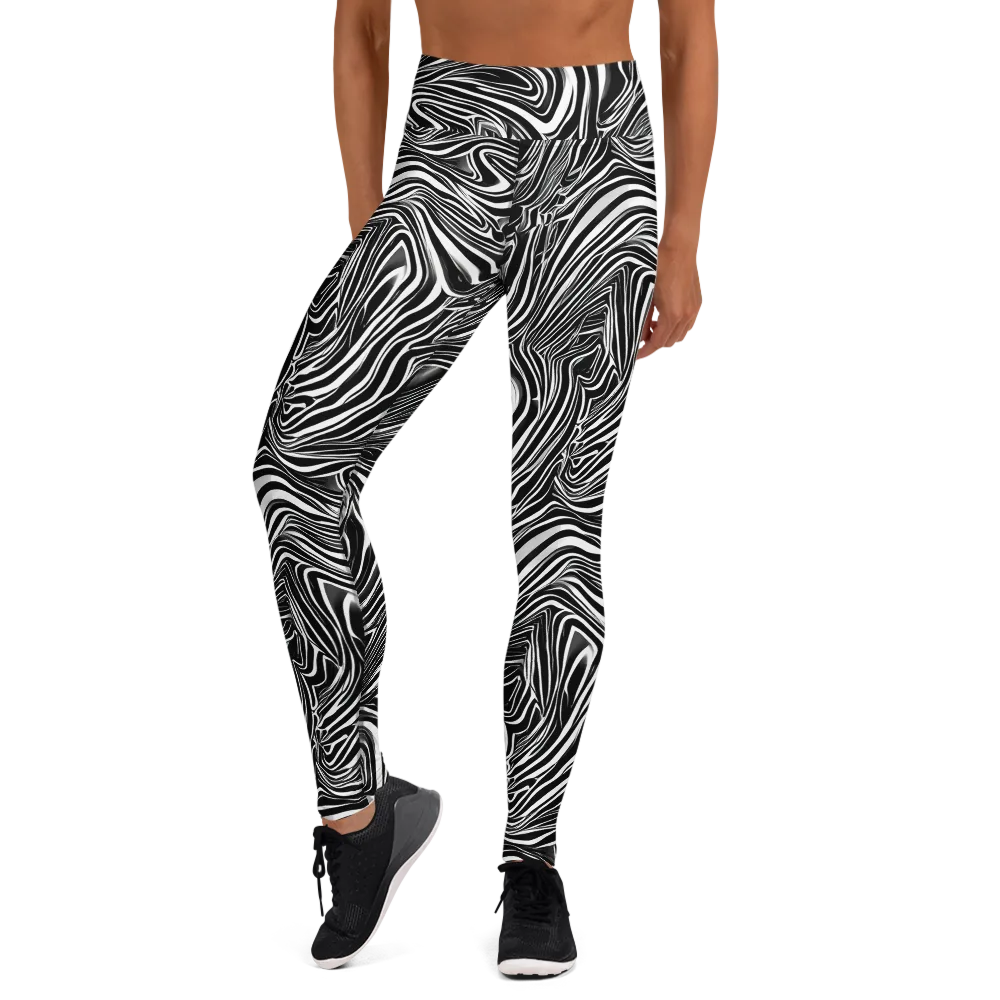 Monochrome Vortex on Yoga Leggings — Front